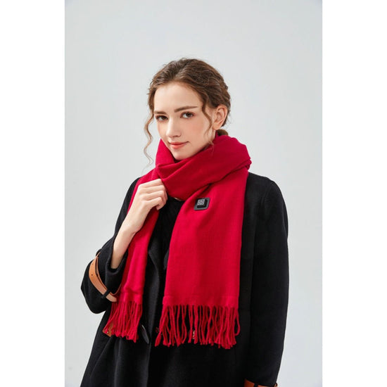 Wine Red Heated Scarf - Electric Warming Scarf, Winter Outdoor Essential (Without power bank)