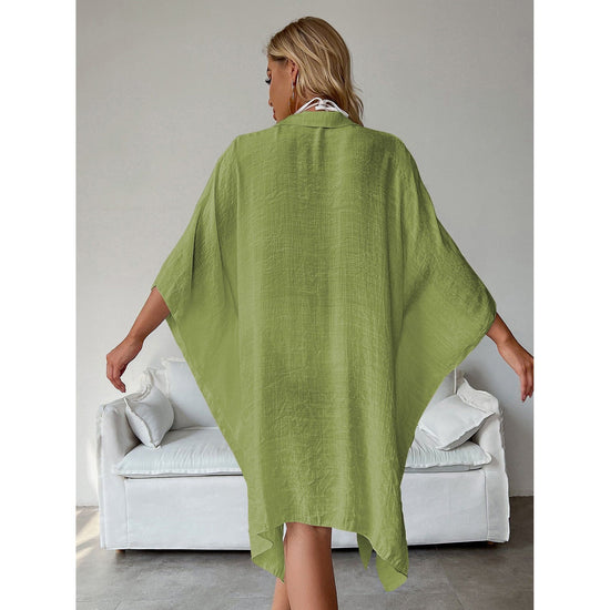 Light Green Summer Beach Cover-Up- Bamboo Cotton Sun Protection Cardigan