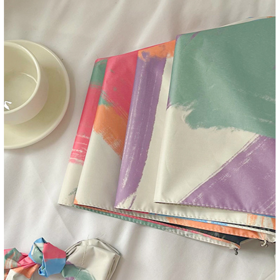 Rainbow Curve Mini 5-Fold Umbrella - Portable, Anti-UV, Black Glue Coating