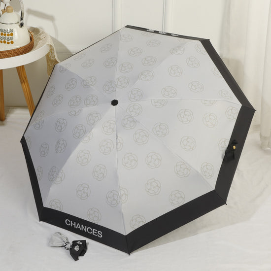 Camellia Mini 5-Fold Umbrella - Portable, Anti-UV, Black Glue Coating