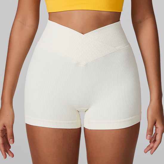Beige Yoga Shorts - Seamless, High Waist, Tummy Control Size S