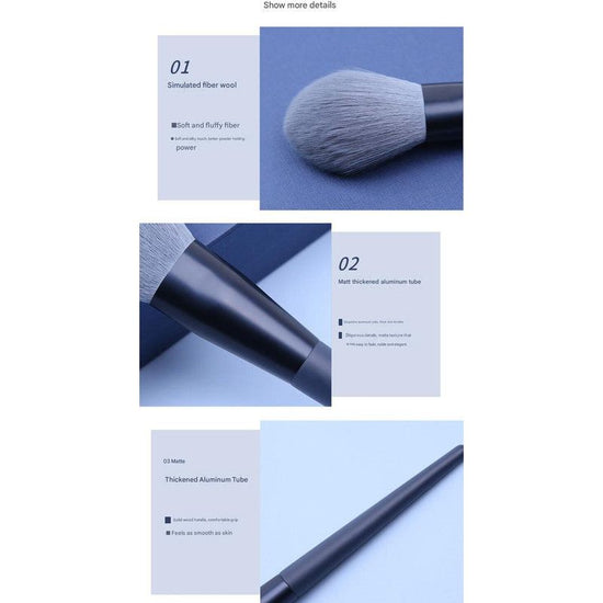 Blue Professional 12 Piece Makeup Brush Kit - Soft Synthetic Brushes for Face & Eyes