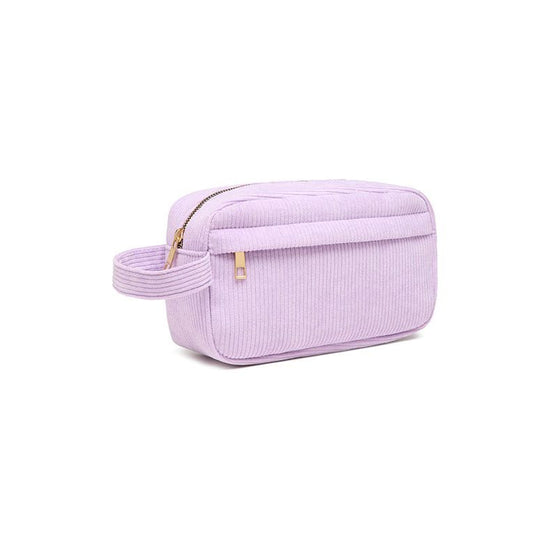 Purple 2-pcs Corduroy Pencil Case - Large Capacity Storage Bag