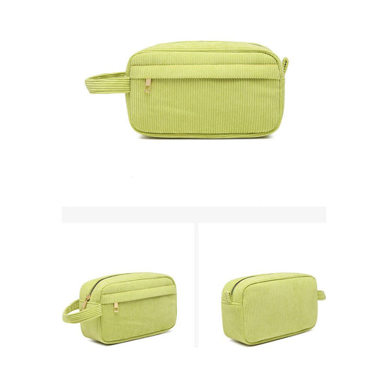 Green 2-pcs Corduroy Pencil Case - Large Capacity Storage Bag