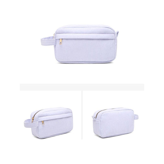 Sky Blue 2-pcs Corduroy Pencil Case - Large Capacity Storage Bag