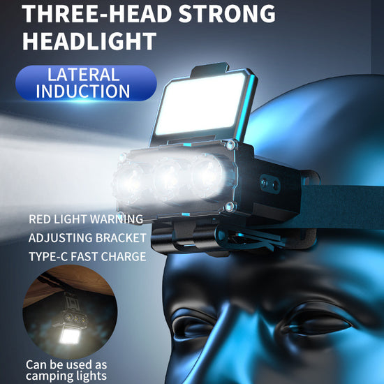 Beige Rechargeable LED Headlight - Cap Light, Long Lasting Camping Light