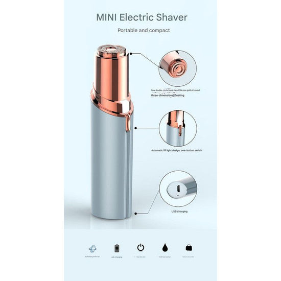 Red bean powder Mini Lipstick Electric Shaver - USB Rechargeable Facial Hair Remover