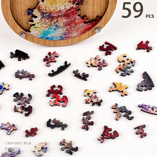 Moons Wooden Puzzle - 59 Piece Solar System Jigsaw Puzzle