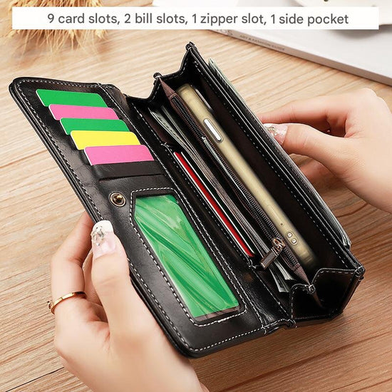 Pink Classic Long Bifold Wallet for Women - Large Capacity Card Holder