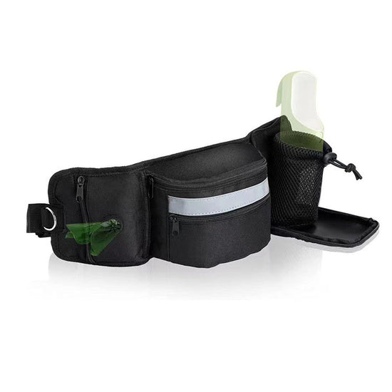 Multi-Function Dog Training Belt Bag with Water Bottle Holder - Black