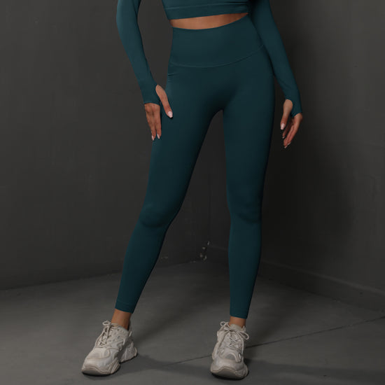 Size M Dark Green Seamless High-Waisted Yoga Pants for Women - Lift Workout Leggings for Running, Gym, and Fitness