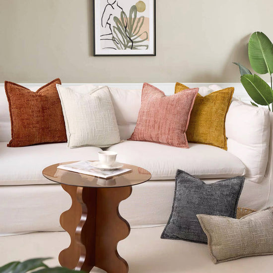 Dark Grey Chenille Crosshatch Textured Pillow Covers Set of 2 - Modern Minimalist Sofa Bed Cushion Covers 45x45cm & 30x50cm(without pillow core)