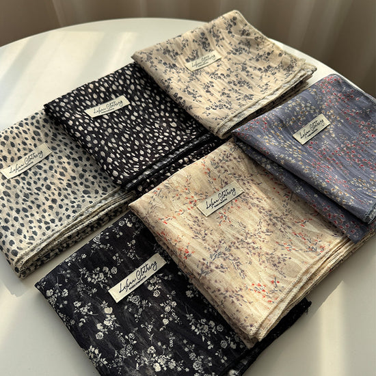 Style 4 Black And White Versatile Patterned Square Scarf | 65x65cm Lightweight Polyester Neckerchief Headband | Vintage Polka Dot & Floral