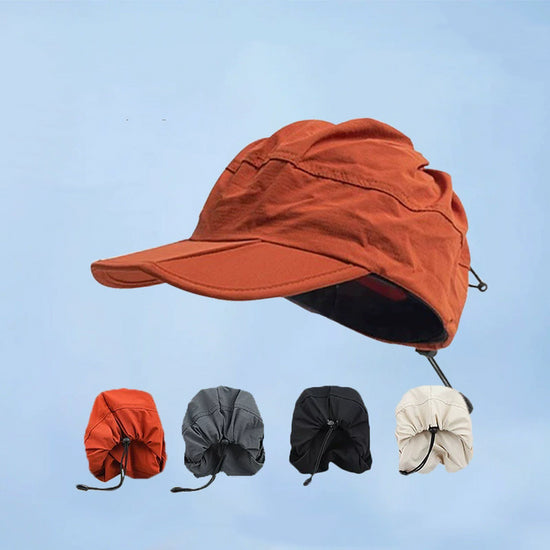 Orange Foldable Quick-Dry Summer Sports Visor Hat UPF 50+ Adjustable Outdoor Sun Cap