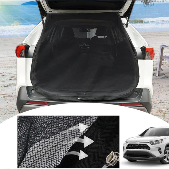 Size XL Black Magnetic Car Window Sun Shade Screens & SUV Tailgate Mosquito Net Set - Breathable Bug Protection