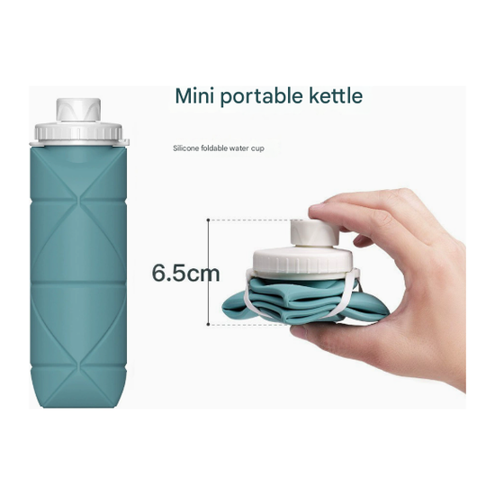 Eucalyptus Green Portable Silicone Collapsible Water Bottle - Foldable Sports Cup for Cycling and Outdoor Fitness