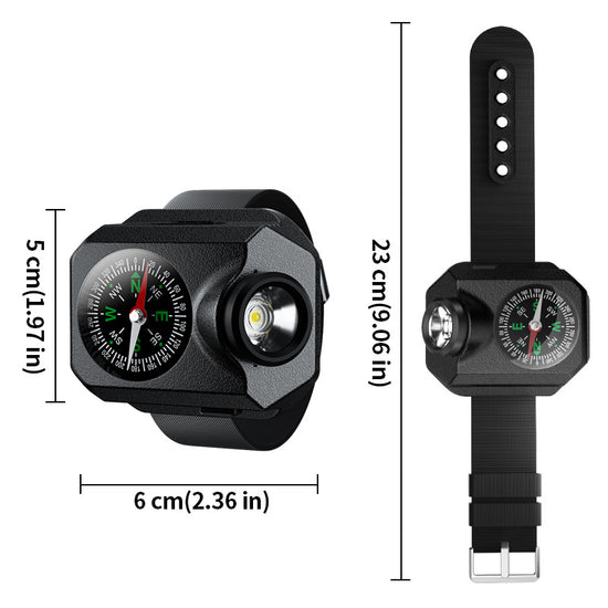 XPG Wrist Light for Outdoor Camping - Rechargeable LED Running Light with Compass and Watch for Survival and Adventure