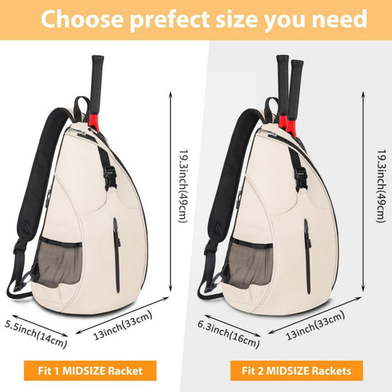 Black Badminton Tennis Backpack - Multi-Racket Sports Bag with Shoulder Strap (Fits 2 Midsize Rackets)