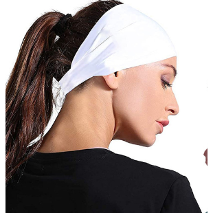 Camouflage Beige 5-Pack Wide Sports Headbands for Women - Non-Slip Yoga Headwraps with Sweat-Wicking Fabric (88% Nylon+12% Spandex)