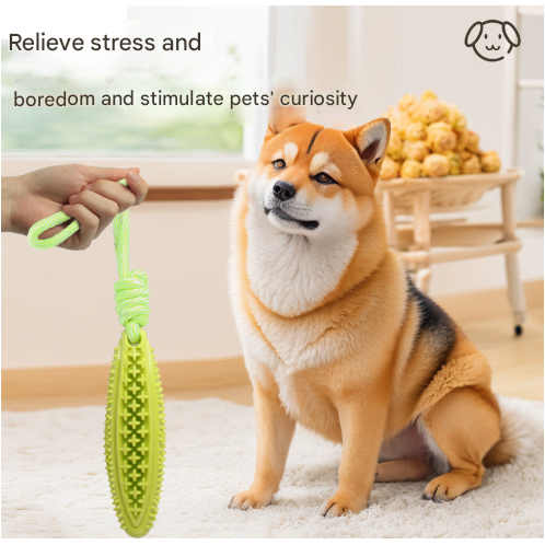 Red Star Long Olive Durable Cotton Rope Dog Toy Set (2-Pack) - Chew, Tug & Treat Dispensing Ball for Dental Health