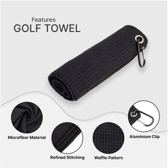 Green Microfiber Waffle Weave Golf Towel Set - 4 Pack (40x60cm) - Ultra Absorbent & Quick Drying