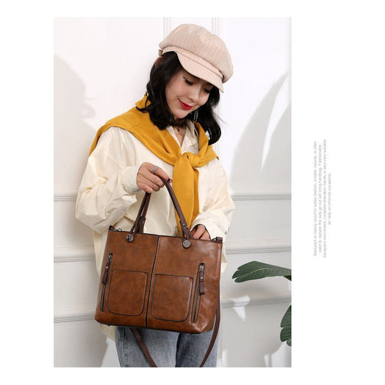 Versatile Brown Tote with Detachable Strap - Ideal for Travel