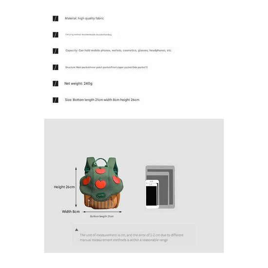 Red Baby Travel Cartoon Light Travel Bag - Cute 21x8x26cm Light Bag 240g Suitable for Daily Use