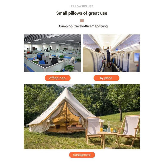 Inflatable Camping Pillow - Lightweight 46x32x12cm Travel Pillow 180g in Grey