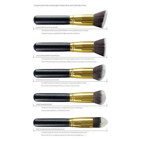 10-Piece Pink gold Makeup Brush Set - Large and Small Brushes for Professional Beauty Application
