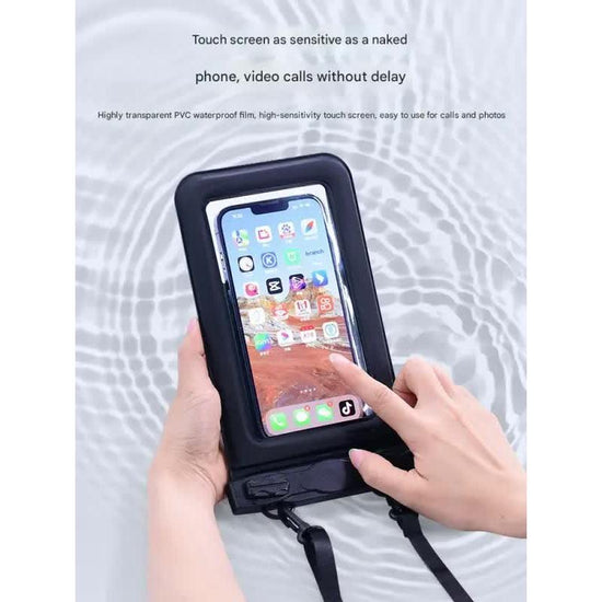 IPX8 Waterproof Phone Pouch with Inflatable Floating Layer,Touchscreen Dry Bag for Swimming(black)