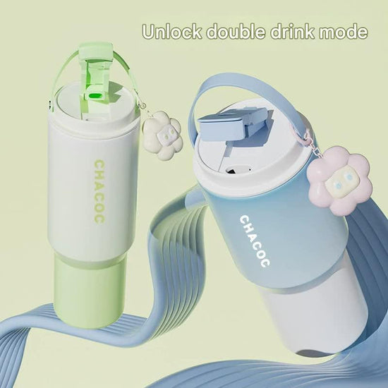 304 Stainless Steel Insulated Tumbler,Large Capacity with Handle and Cute Cloud Accessory(Blue)