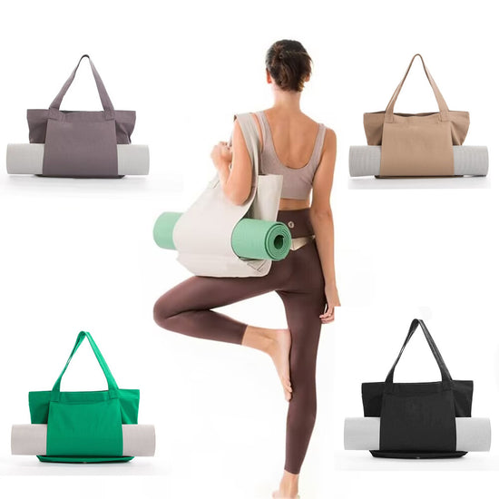 Yoga Mat Tote Bag - Durable Canvas Shoulder Bag for Outdoor Workouts & Travel(Khaki)