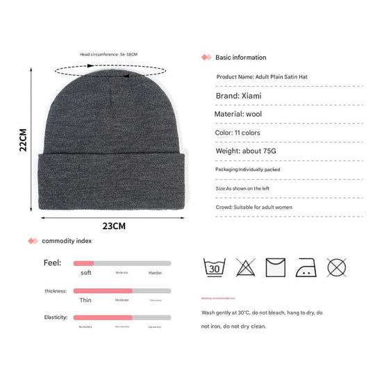 Premium Warm Beanie with Silk Satin Lining(Rose red)