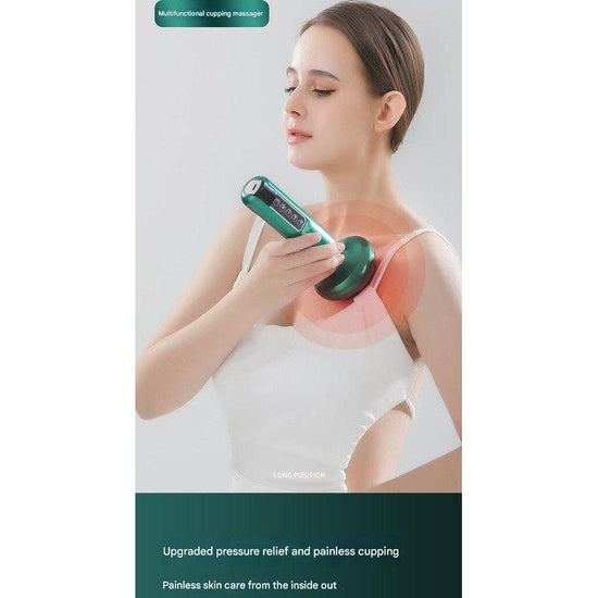 Rechargeable 6-Level Electric Cupping & Gua Sha Massager with LED Display & Magnetic Therapy Head(grey)