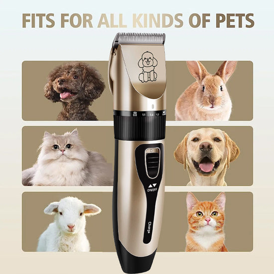Professional Pet Grooming Hair Clipper Kit - Rechargeable, Low Noise, with Ceramic Blades & 5-Speed Adjustment(Platinum)