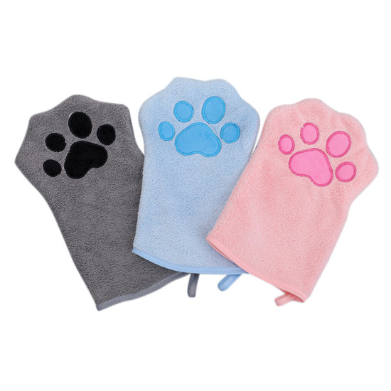 Adorable Pet Paw Grooming & Drying Mitt - Super Absorbent Fleece Material(Blue)