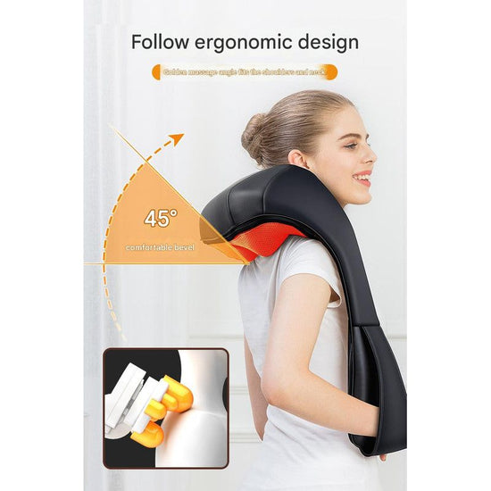 Deep Kneading Shiatsu Neck & Shoulder Massager with Heat - USB Rechargeable Ergonomic Design(Beige)