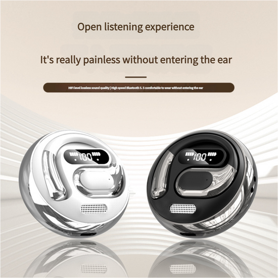 Open-Ear Conduction TWS Earbuds - Bluetooth 5.5, HIFI Sound, LED Display(black)