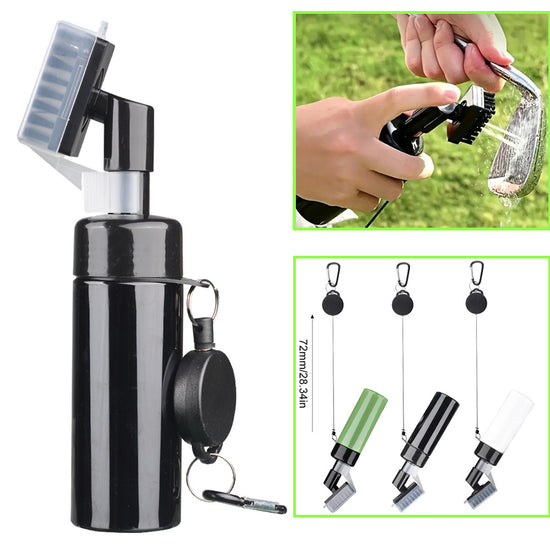 Portable Golf Club Groove Cleaner Brush with Water Spray Bottle & Retractable Keychain(green)