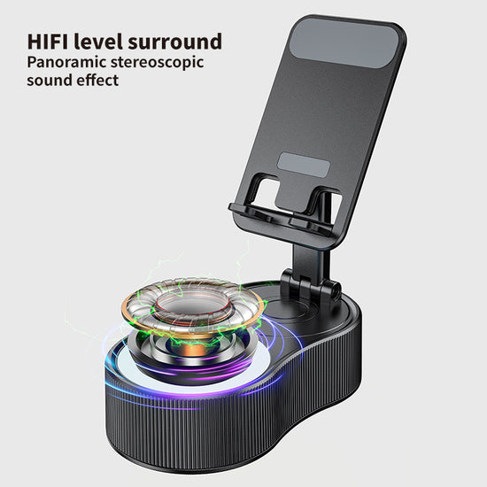 Foldable Bluetooth Speaker with 360 Rotating Phone/Tablet Stand & RGB Lights - HIFI Surround Sound(Pink)