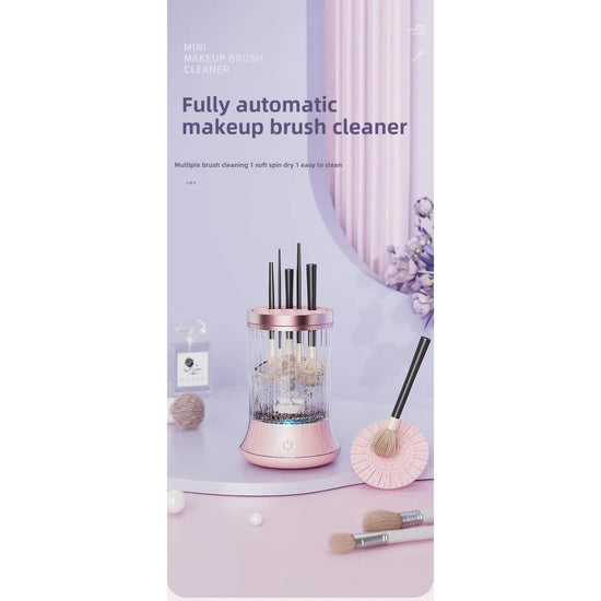 Pink Electric Makeup Brush Cleaner & Dryer Machine - Automatic Spinner Tool (Rechargeable model)