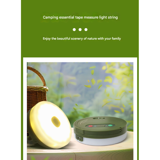 Rechargeable LED Camping Light with 10m Retractable String Light (Color lights + warm lights)