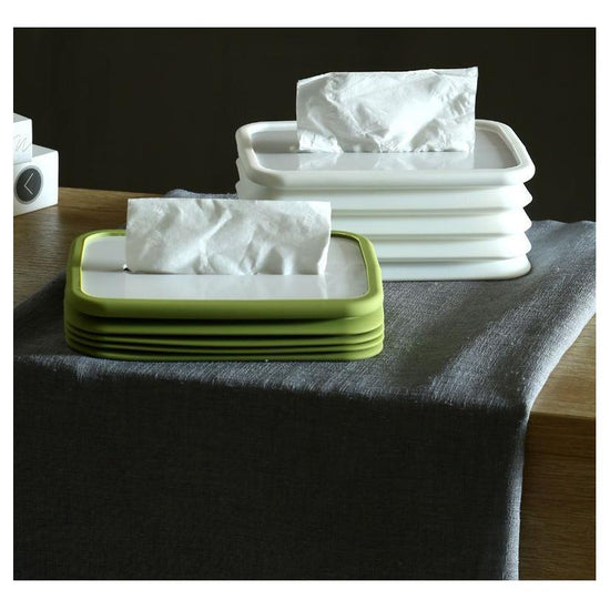 2-pcs White Silicone Tissue Box Holder - Automatic Self-Lowering Dispenser