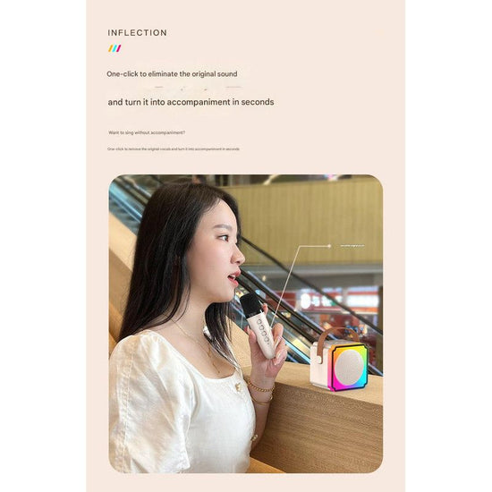 Pink Fun Portable Party Speaker - Karaoke Machine with Two Wireless Microphones and Voice Effects