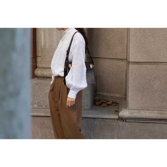 Brown Premium Leather Underarm Bag with Elegant Accordion Design