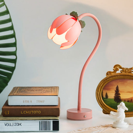 Pink LED Tulip Desk Lamp - Flexible Gooseneck, Decorative Flower Table Light