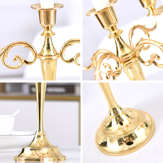 Gold Elegant Metal Candelabra 3 Arm Candle Holder - Decorative Candelabra for Home, Weddings, Events