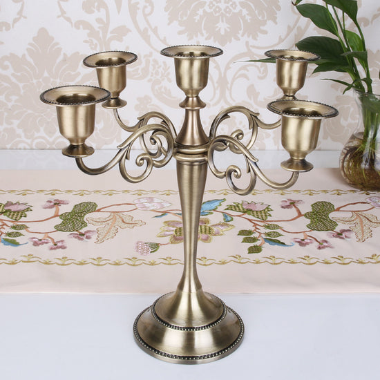 Copper Elegant Metal Candelabra 3 Arm Candle Holder - Decorative Candelabra for Home, Weddings, Events