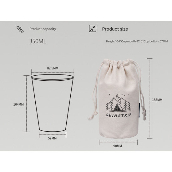 Green 304 Stainless Steel Camping Cup - 350ml Outdoor Drinkware(Set of 4 with Bag)