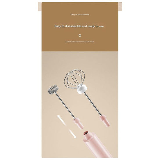 Pink Cordless Drink Mixer & Frother Wand - USB Powered(Spring bubbler head)